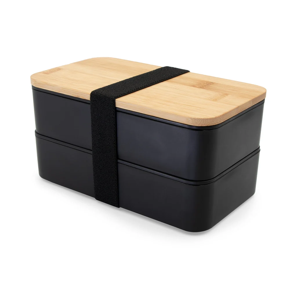 Lunchbox 2 in 1, 2x500 ml, Deckel aus Bambus, Besteck | Tijani – Bild 5